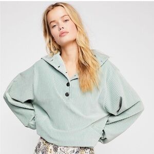 Free People - Serena Corduroy Pullover in Green - Size XS